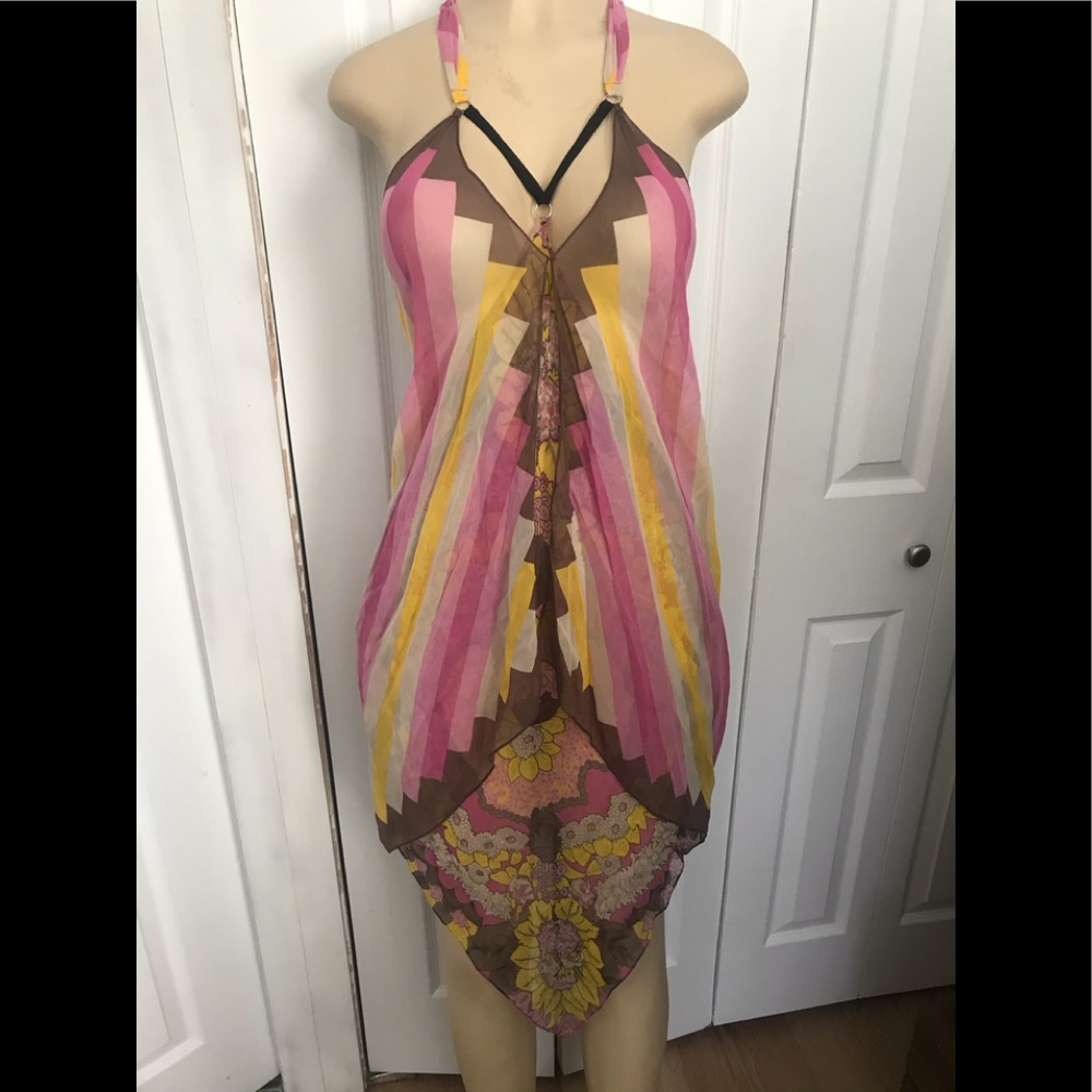 BCBG sheer handkerchief dress or tunic boho flowy